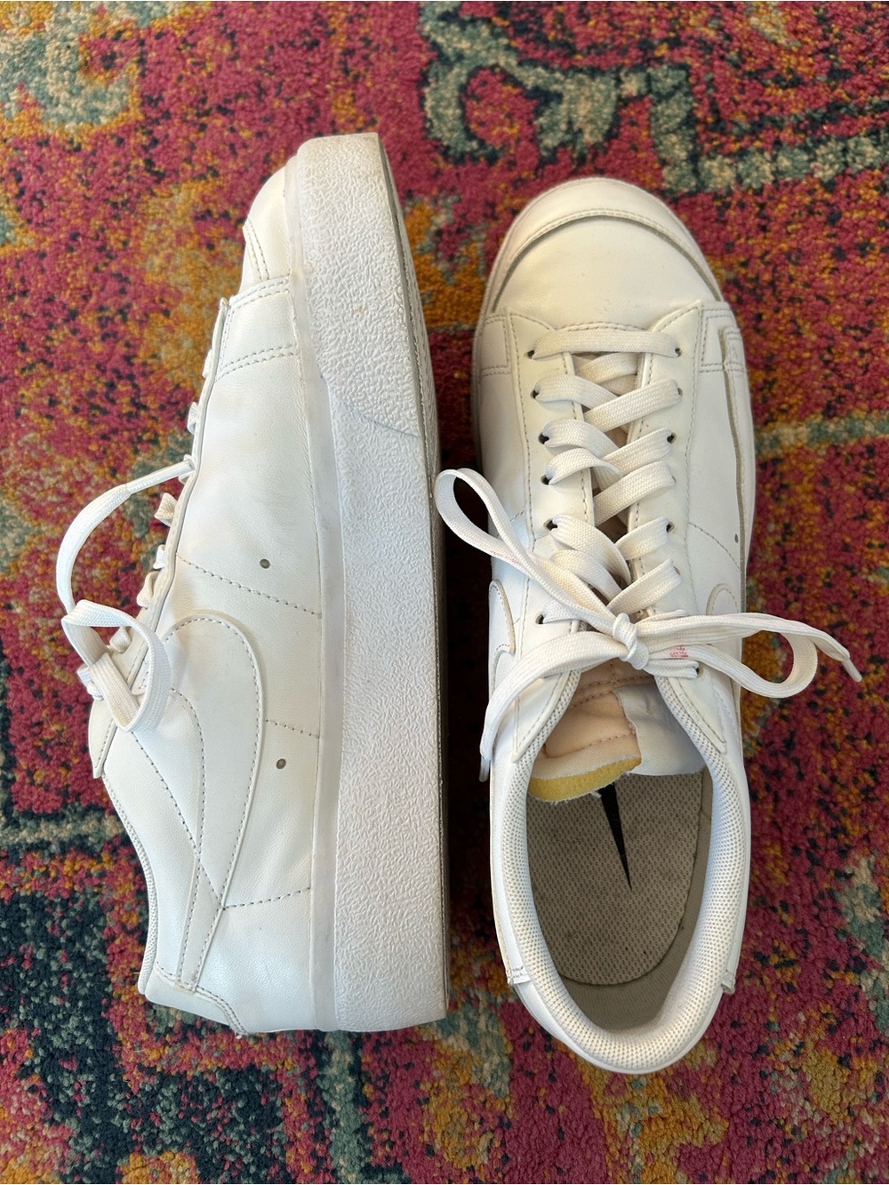 Nike | Women’s Triple White Leather Platform Blazer Low-Top Platform Shoes 10.5 - Picture 9 of 16